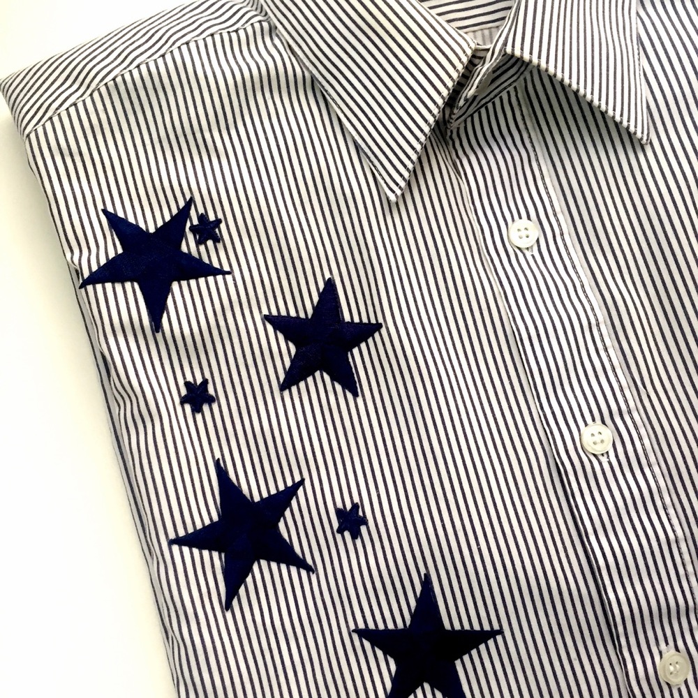 Stripe Star Trend Applique Embroidered 90’s Top - Picture 2 of 8